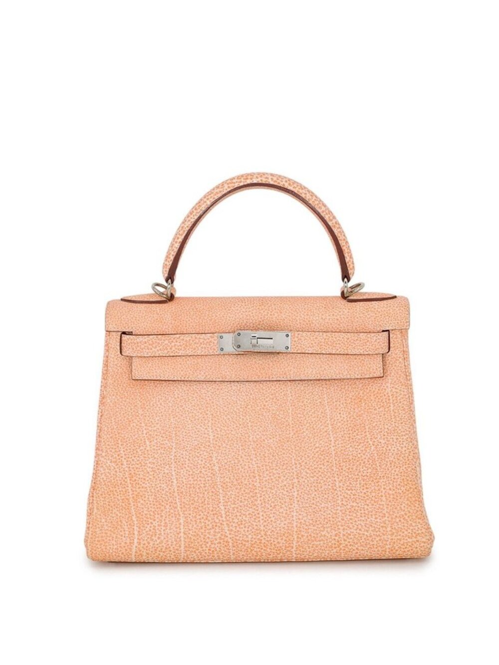 Hermes Handbag Kelly 28 Retourne Dalme Cyan Orange Silver Buffalo Skipper 2-Way